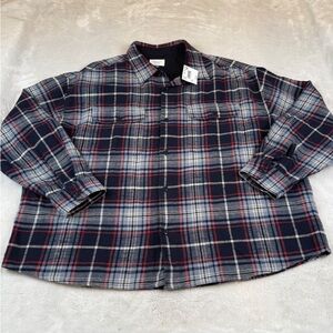 Classic Navy and Red Plaid Men's Shirt